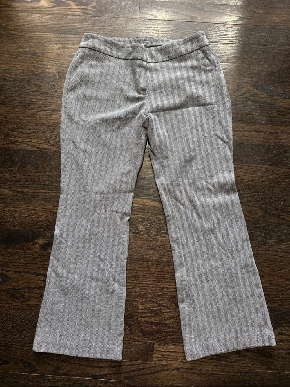 Gray/Black Herringbone Wide-Leg Pants